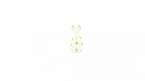 CH116825 konijn H 12 wit en groen dots keramiek