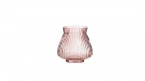 Vaas Ribbels Rond Glas Roze Small